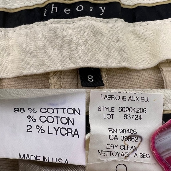 Theory Women’s Tan Cotton Stretch Chino Bermuda Shorts Size 8 Pockets Neutral - Picture 4 of 9